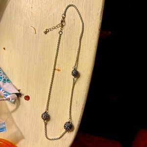 Silver necklace chain with Swirly beads